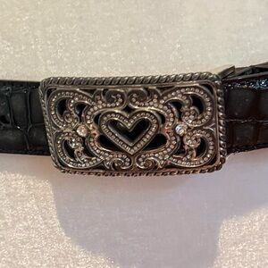 Elegant Brighton  Black Belt with Silver Heart Buckle